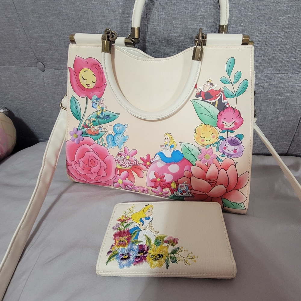 Loungefly Alice in Wonderland satchel and wallet